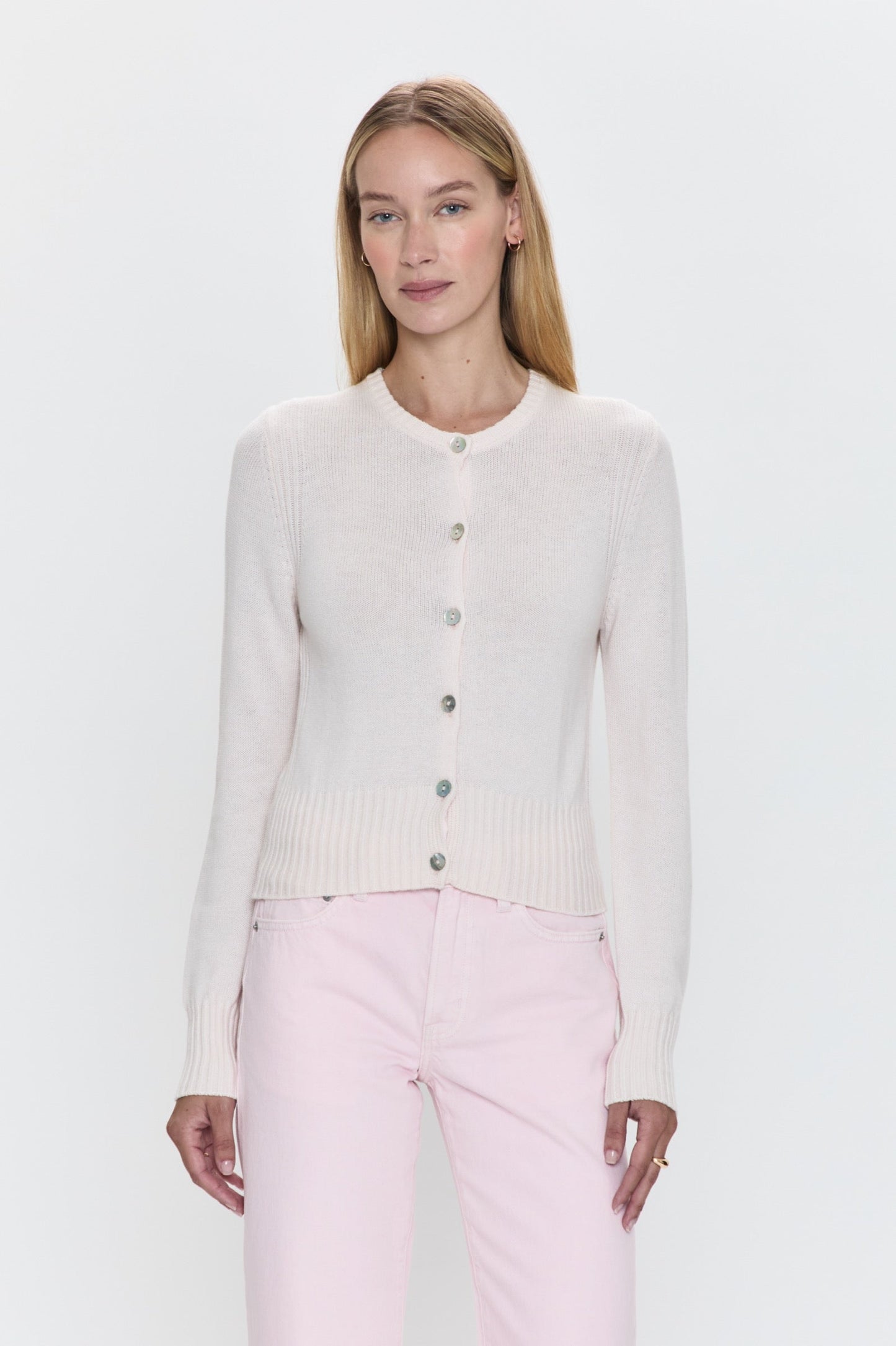 Taye Shrunken Cardigan - Barely Pink