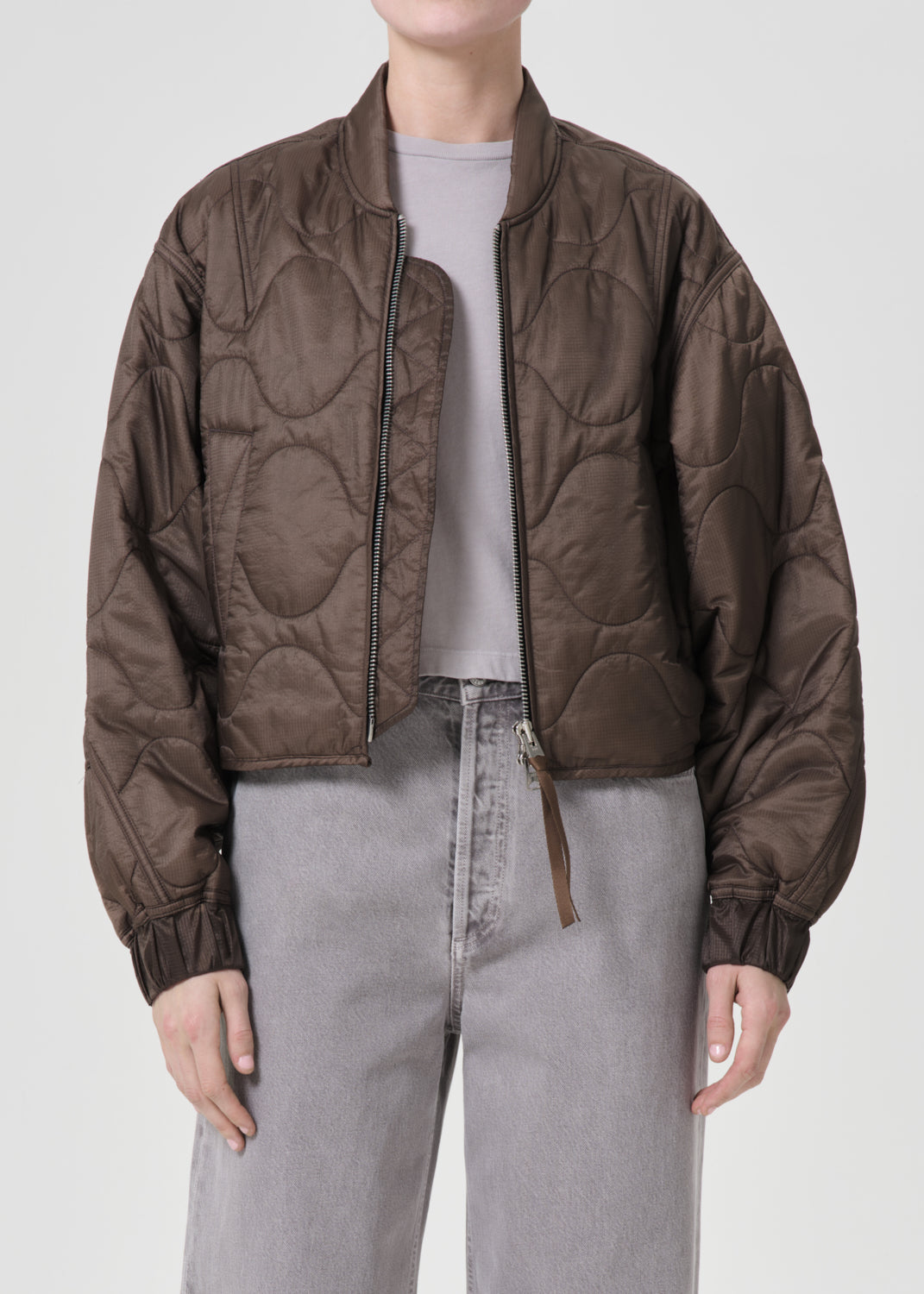 Shoreditch Ski Club x AGOLDE Iona Quilted Jacket in Taupe