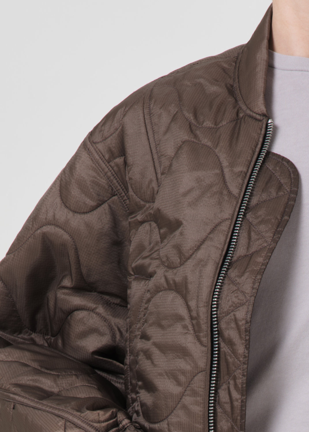 Shoreditch Ski Club x AGOLDE Iona Quilted Jacket in Taupe