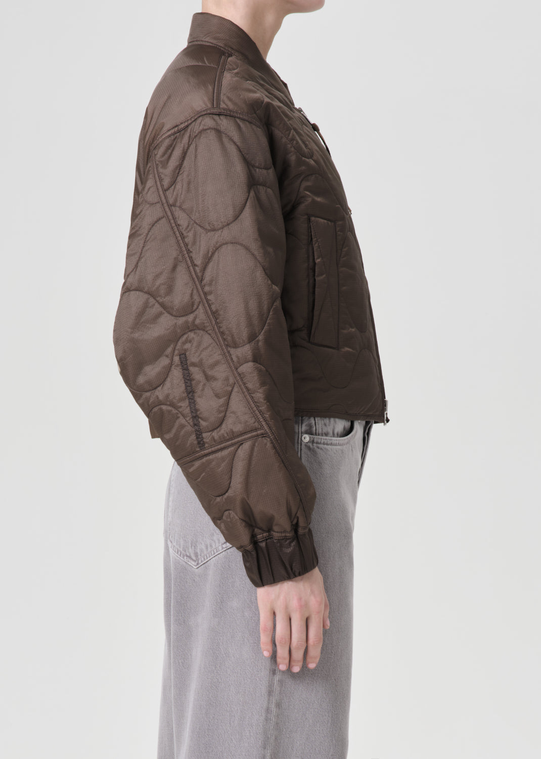 Shoreditch Ski Club x AGOLDE Iona Quilted Jacket in Taupe