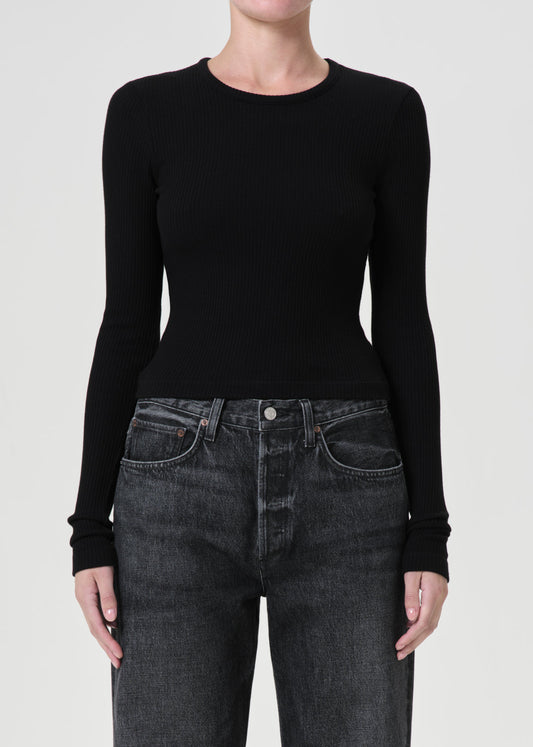 Alma Shrunken Crewneck in Black