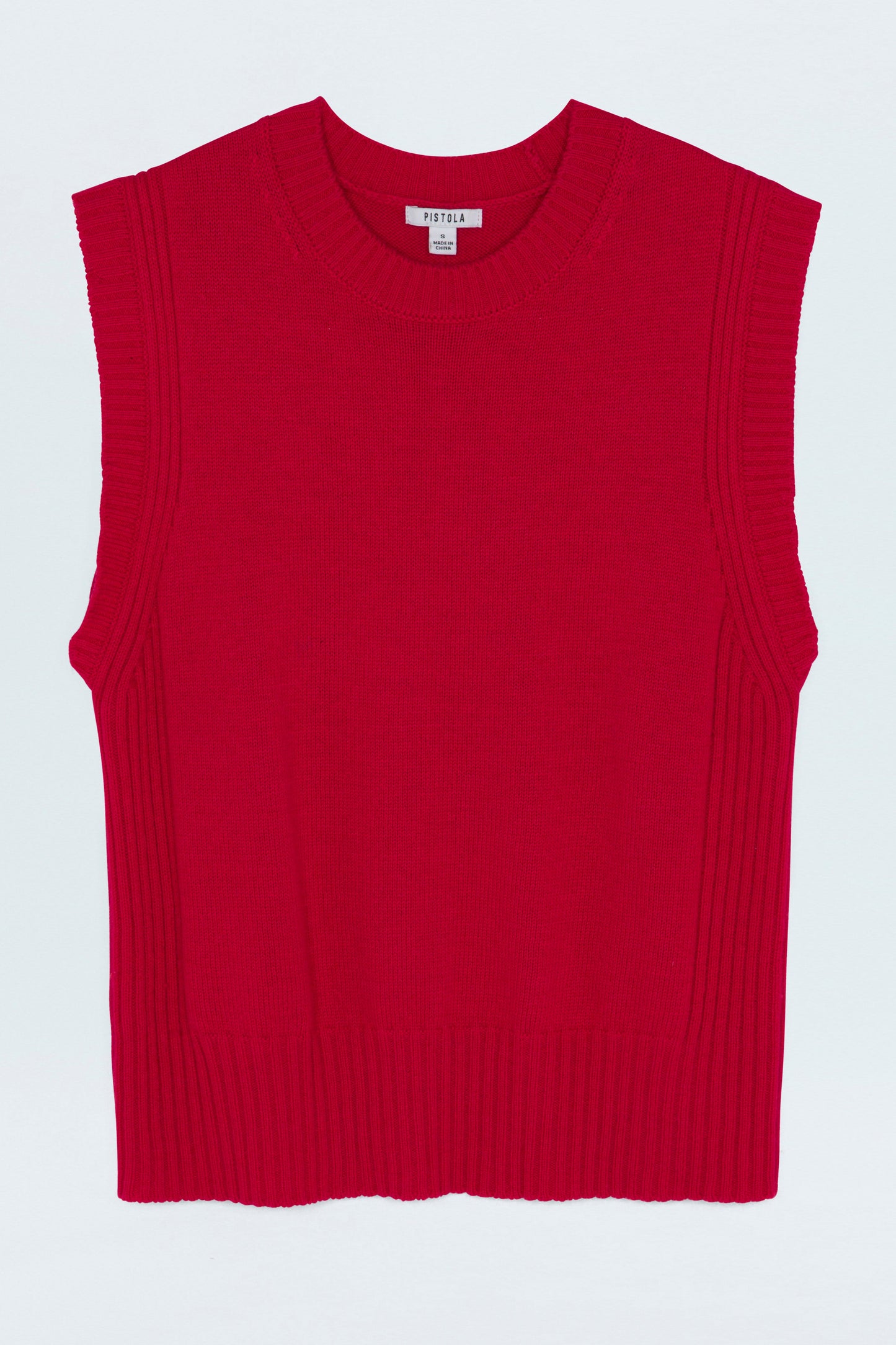 Leandra Sleeveless Crewneck Sweater - Ruby