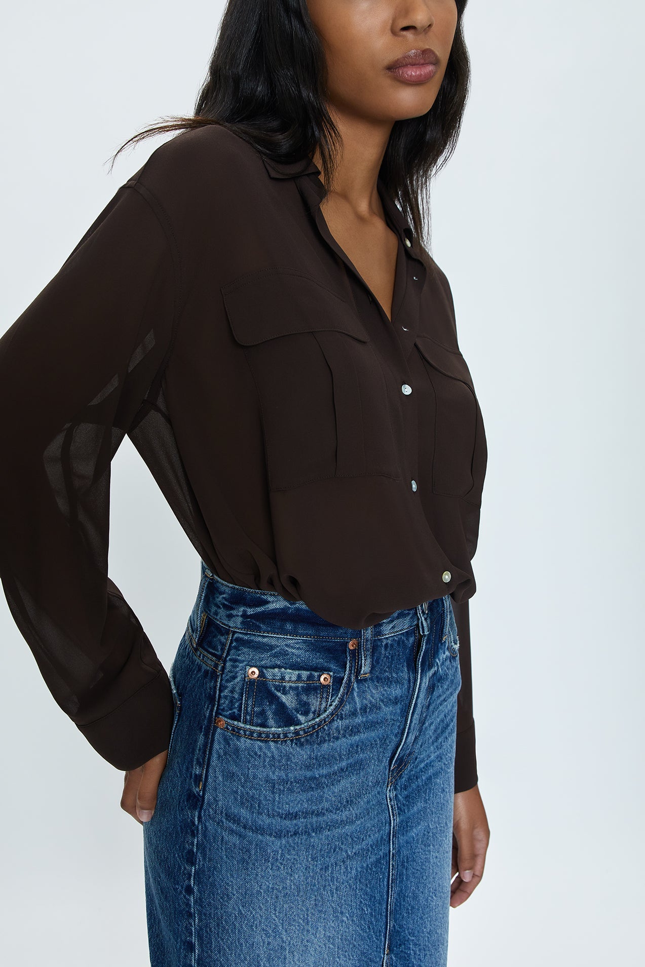 Reese Sheer Shirt - Dark Roast