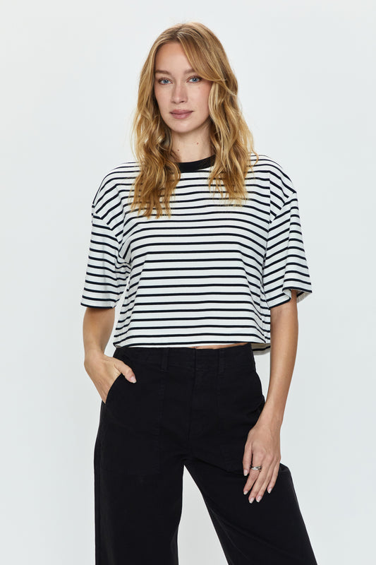 Mae Tee - Black & White Stripe