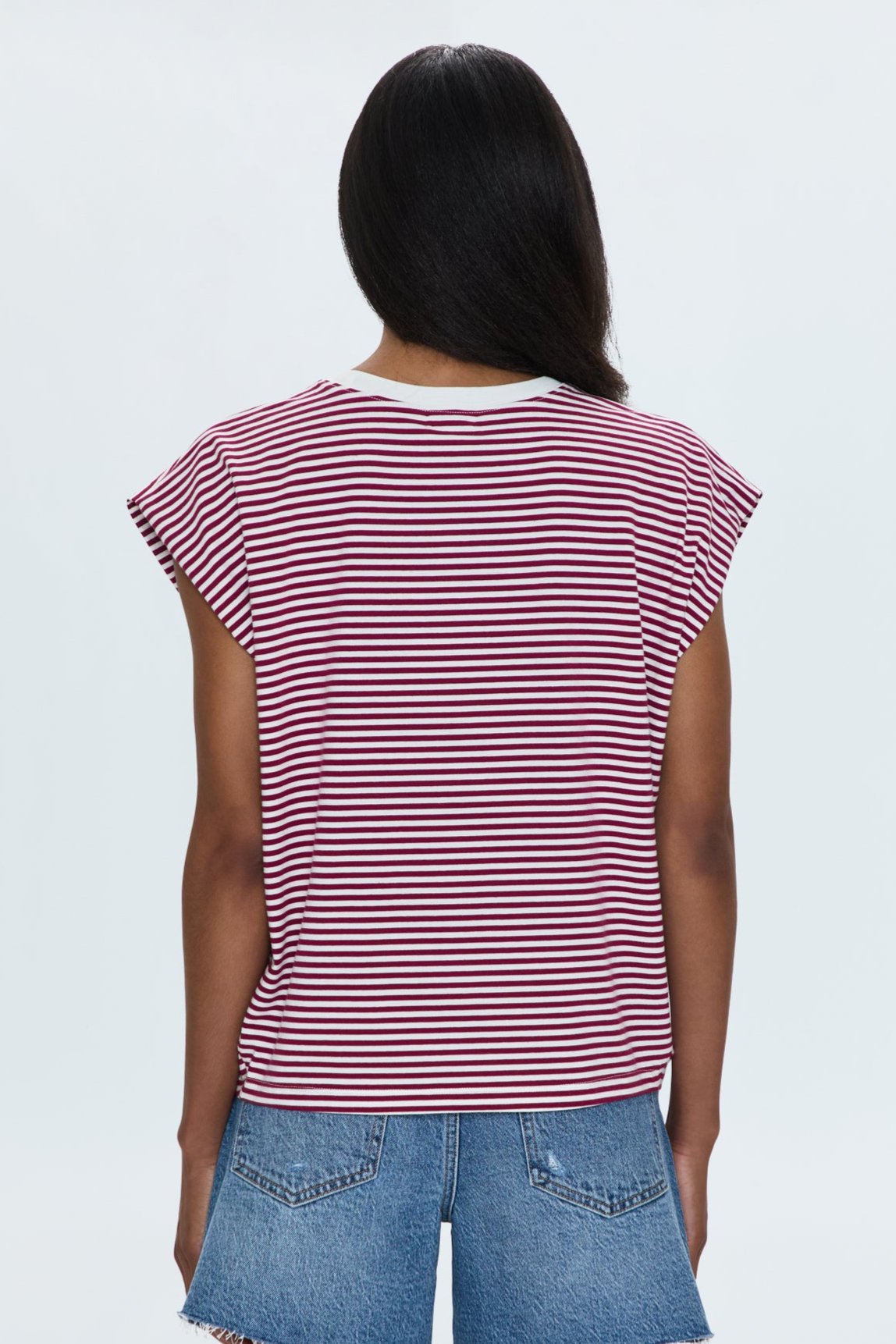 Trina Muscle Tee - Sangria Stripe