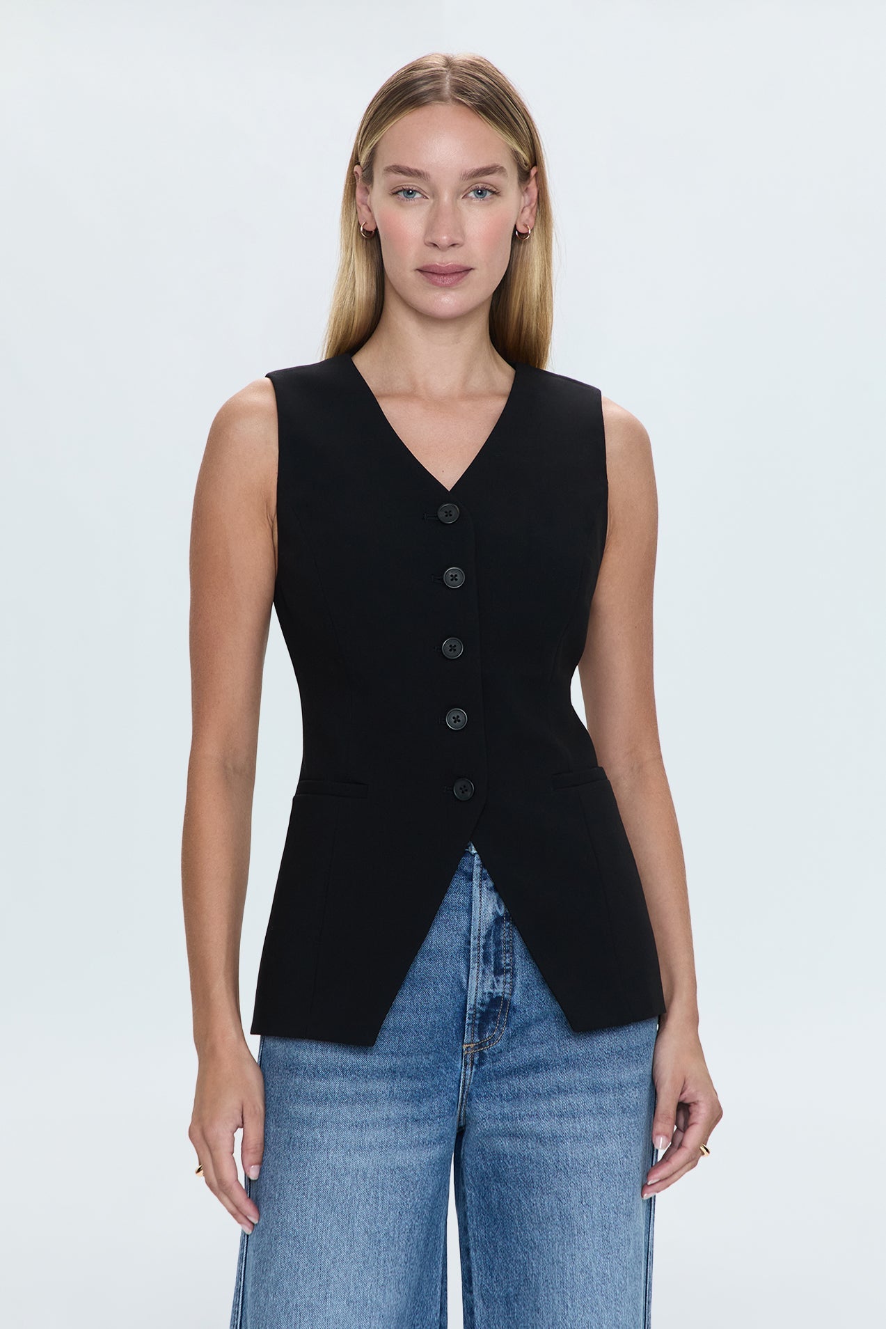 Lila Fitted Vest - Black