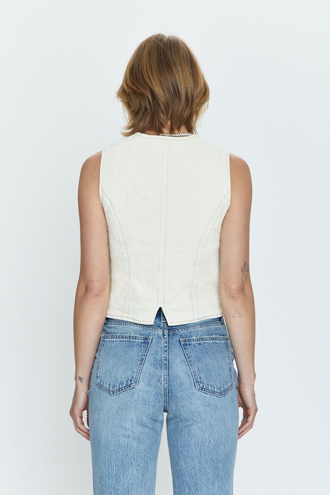 Vero Denim Vest - Ecru