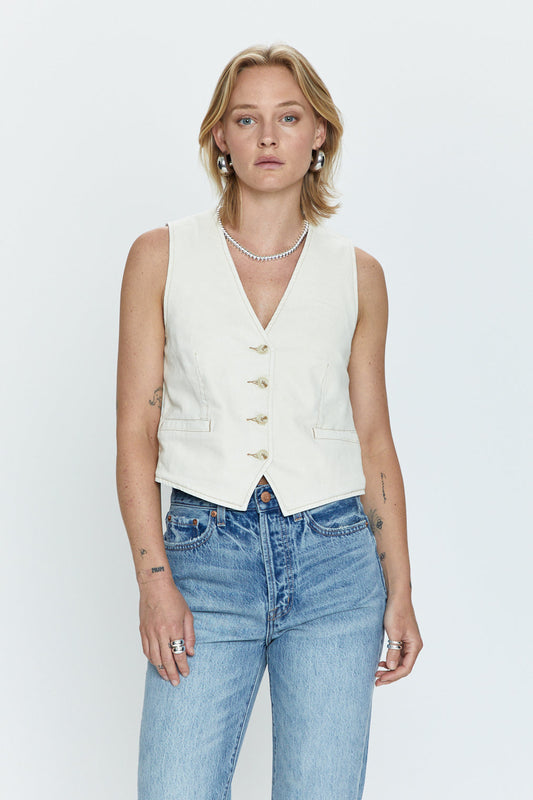 Vero Denim Vest - Ecru