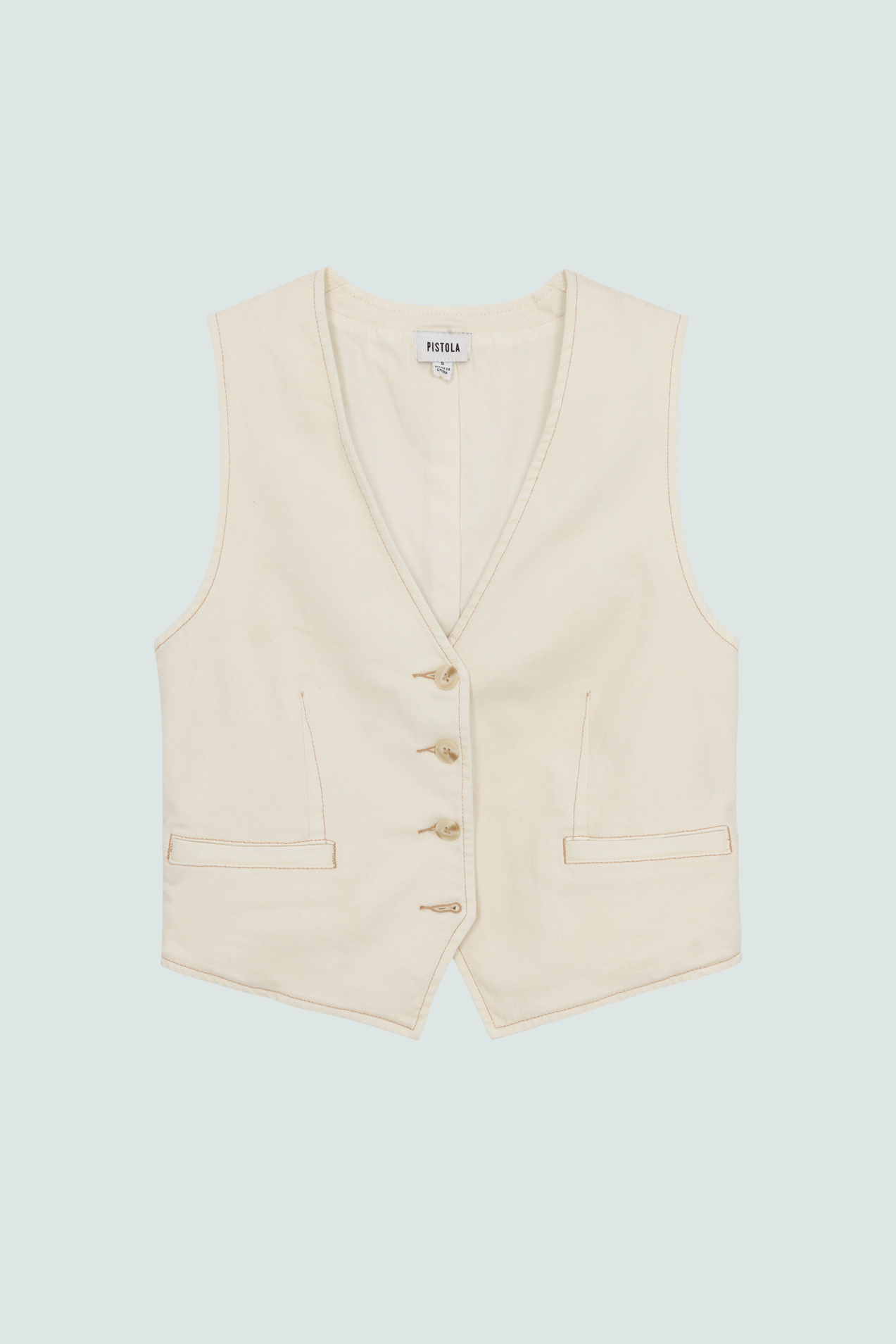 Vero Denim Vest - Ecru