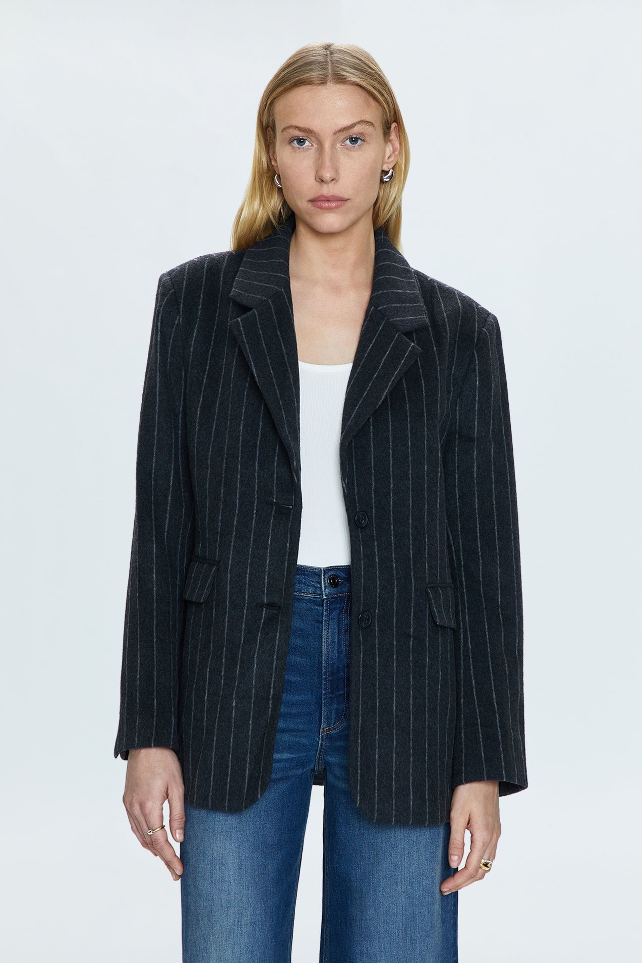 Jane Oversized Blazer - Charcoal Stripe